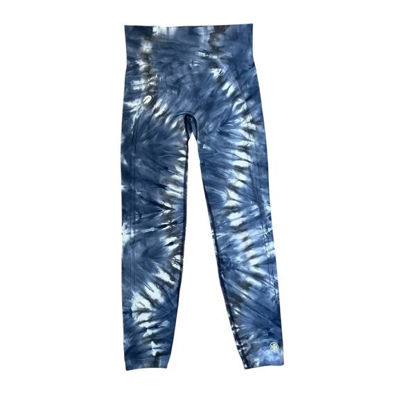 Tory Burch Sport Tie Dye Seamless 7/8 Leggings Blue High Rise Gym Workout Medium - Picture 1 of 7